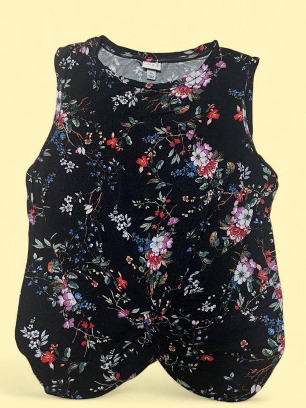 Black floral tank top